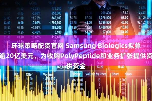 环球策略配资官网 Samsung Biologics拟募资逾20亿美元，为收购PolyPeptide和业务扩张提供资金